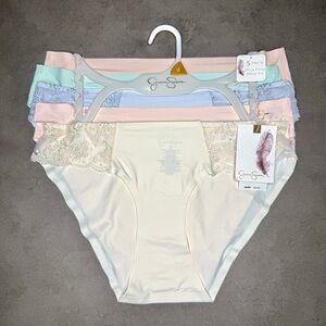 Jessica Simpson Pastel Lace Trim Ultra‎ Flirty Bikini Fit Panties Set of 5